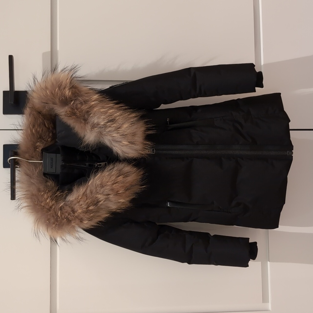 Mackage Black Puffer Jacket with Fur Hood